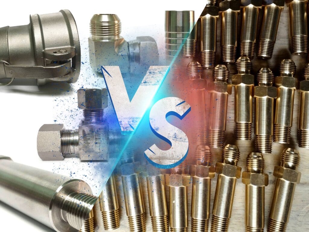 Đầu nối thủy lực inox vs đồng thau